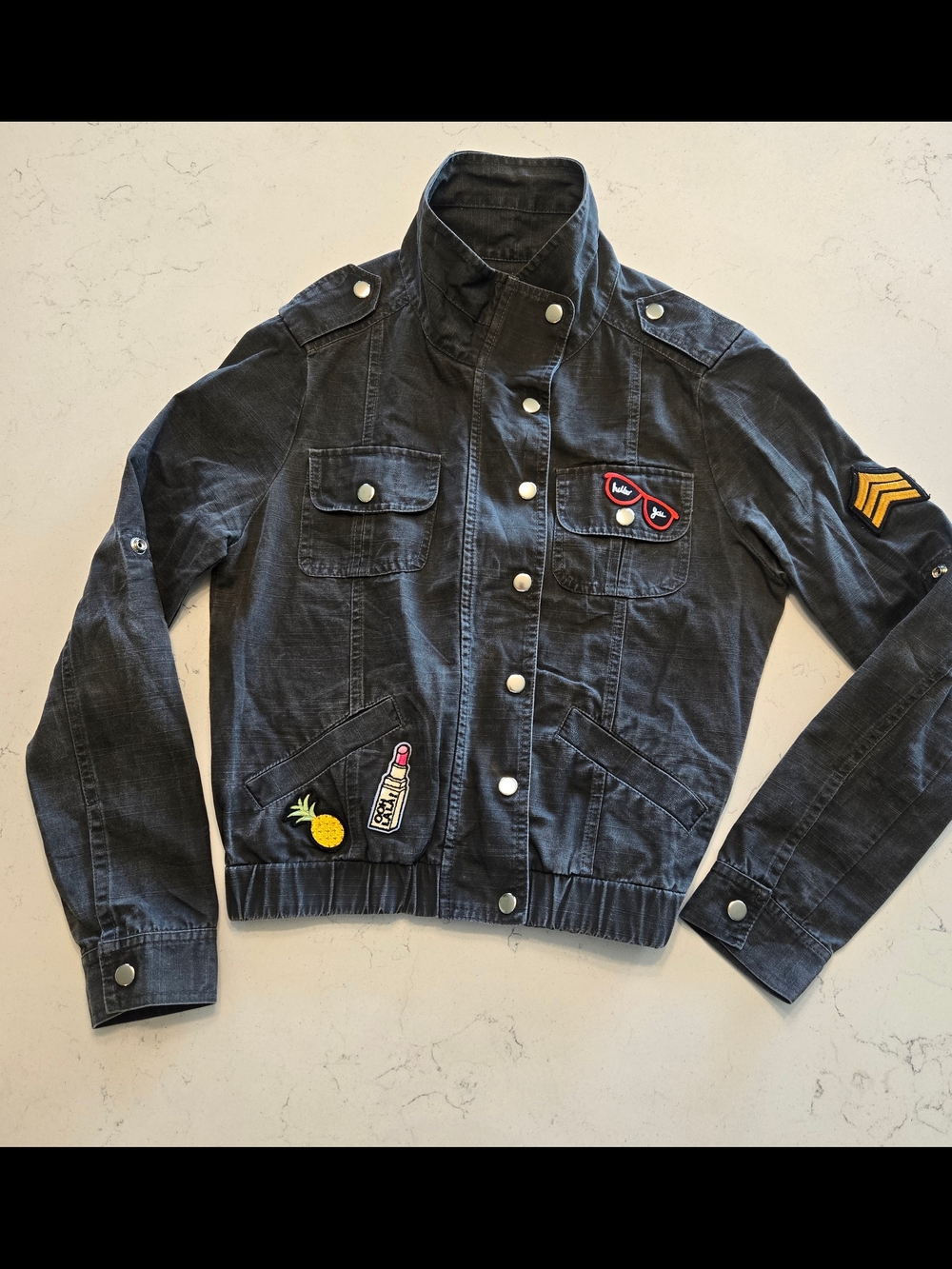 Carmina Vivenzio Cotton Utility Patch Bomber Jacket Size Medium